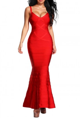 Erminel Bandage Bodycon Cocktail Party Anniversary Wedding Birthday Long Red Sexy Luxury Dress for Women