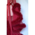 BURGUNDY MARABOU FEATHER LUXURY DRESSING GOWN FROM TRANSPARENT MESH. The best Valentine's Day Gift idea for women.