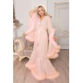 Erminel PEACH TULLE MARABOU BOUDOIR FEATHER ROBE Best Valentine's Day Gifts for the Woman